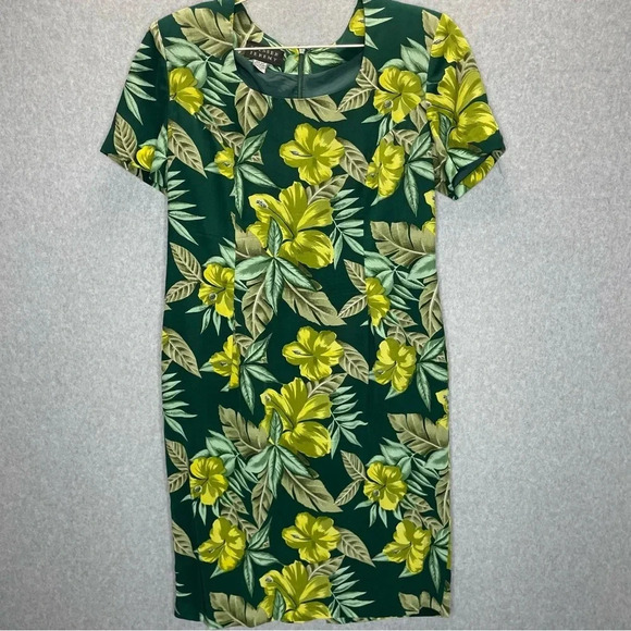 Vintage Spenser Jeremy 100% Silk Hawaiian Print Sheath Dress - Picture 1 of 6